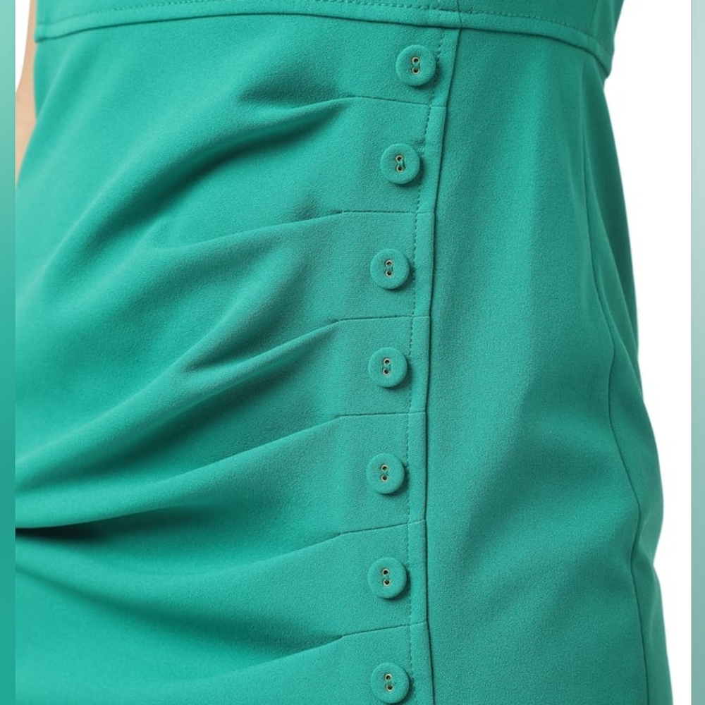 NWT CALVIN KLEIN | Ruched Button Detail Mini Sheath Dress - Picture 9 of 9